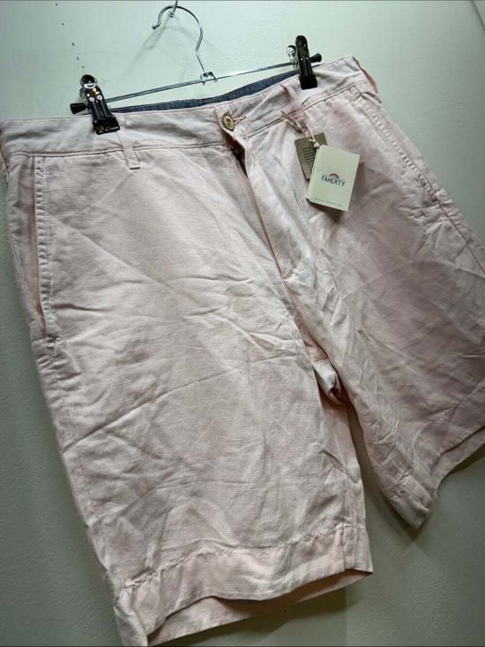 NWT Men's Faherty Soft Blush Linen-Blend Flat Front Shorts - Picture 5 of 10